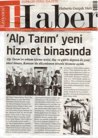 Rasyonel Haber - "Alp Tarım" yeni hizmet binasında