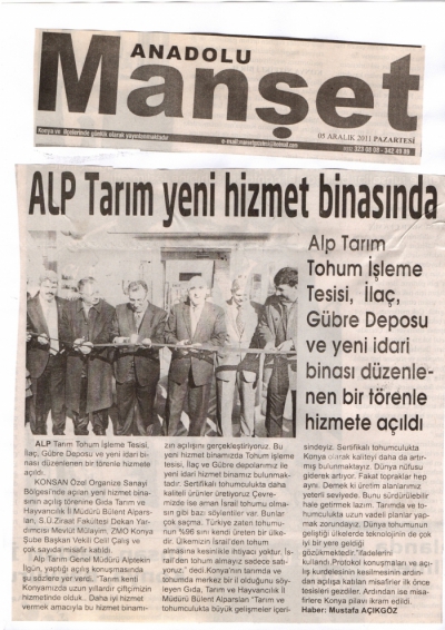 Anadolu Manşet - Alp Tarım yeni hizmet binasında